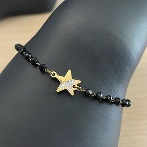 Star Black Station 7" Beaded Bracelet / Pulsera de Estrella eslabones estación